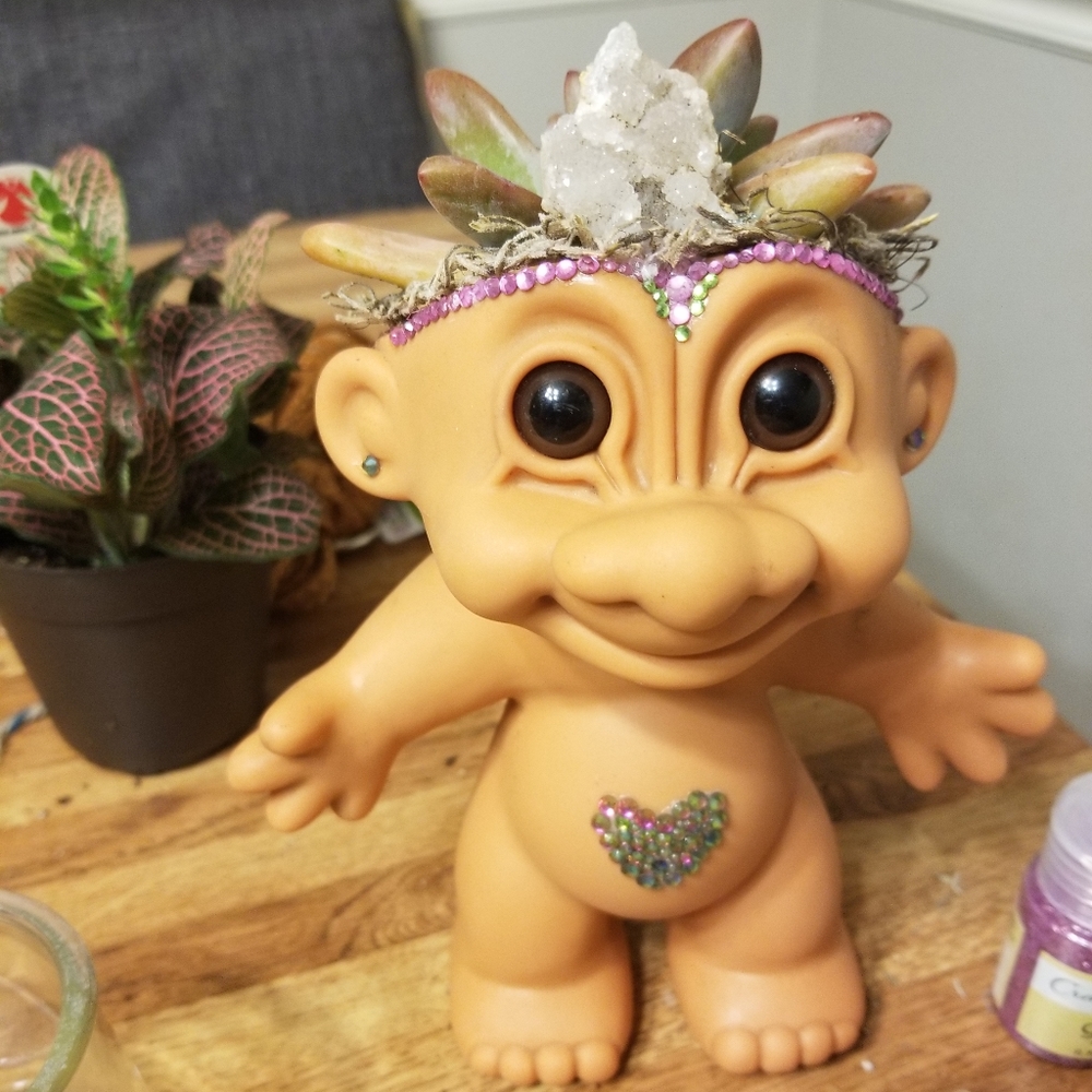 Troll succulent planter